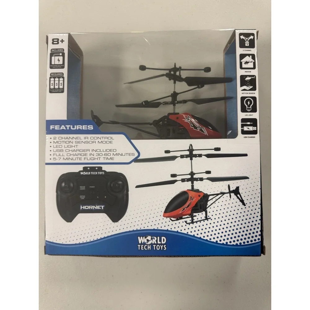 Hornet 2 Channel Mini IR Helicopter Motion Sensor Rechargeable RED NEW